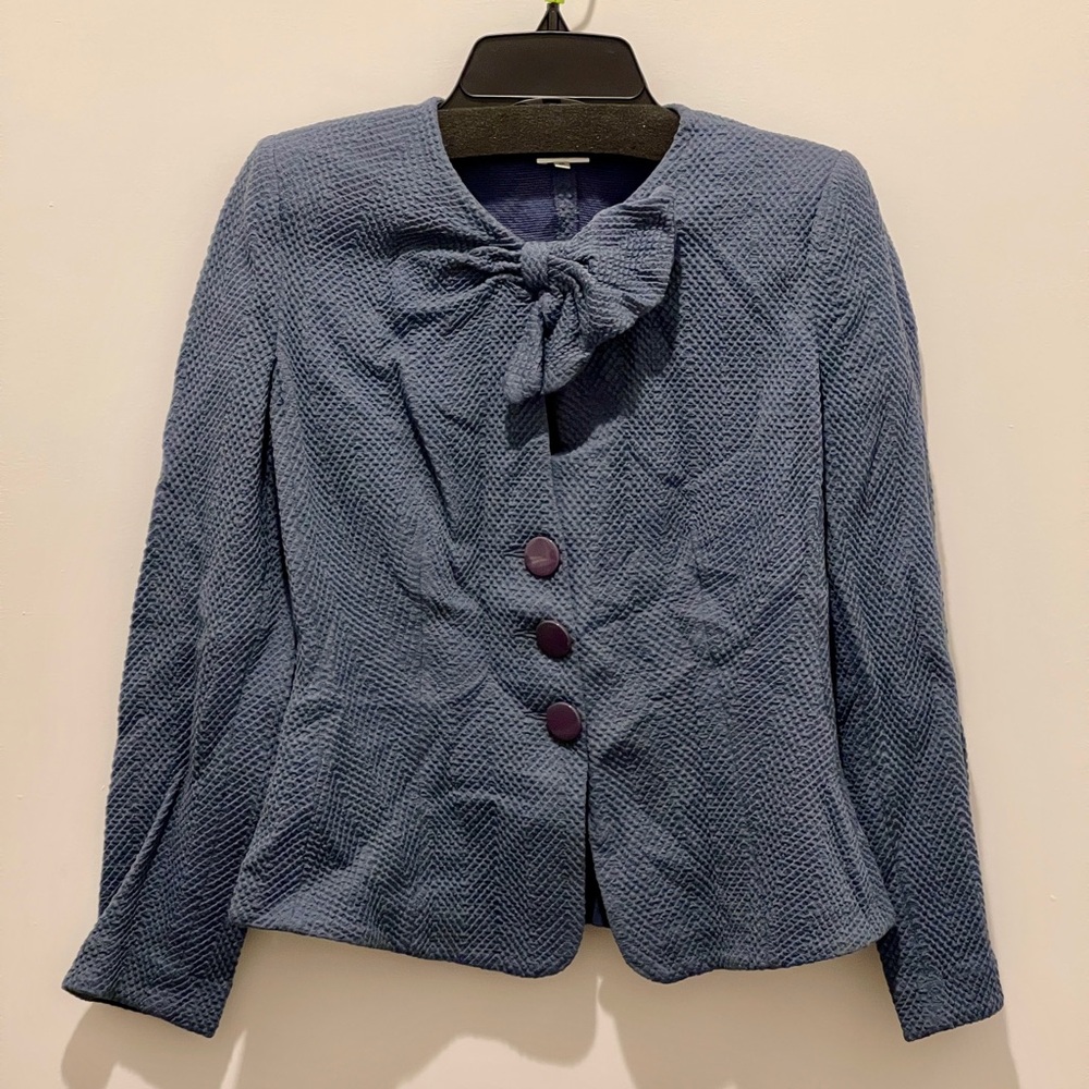 Armani Collezioni Elegant Blue Textured Women's Jacket Made in Italy